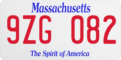 MA license plate 9ZG082