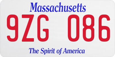 MA license plate 9ZG086