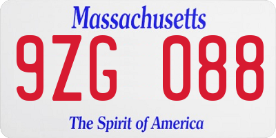 MA license plate 9ZG088