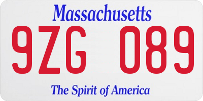 MA license plate 9ZG089