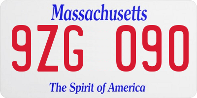 MA license plate 9ZG090