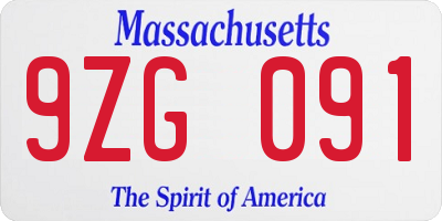 MA license plate 9ZG091