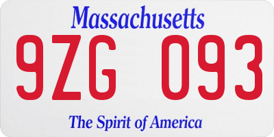 MA license plate 9ZG093