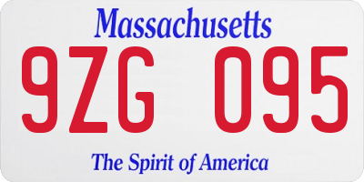 MA license plate 9ZG095