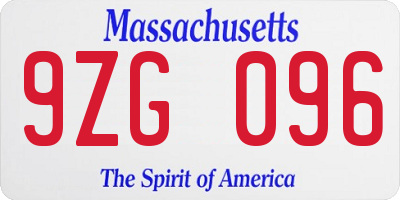 MA license plate 9ZG096