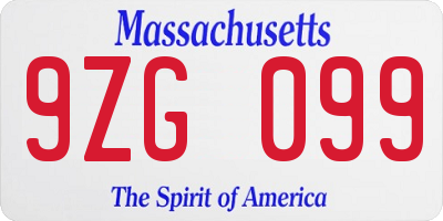 MA license plate 9ZG099