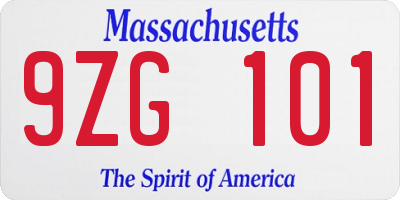 MA license plate 9ZG101