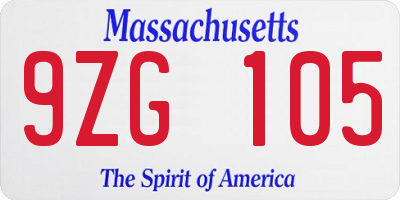 MA license plate 9ZG105