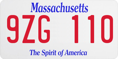 MA license plate 9ZG110
