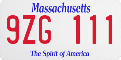 MA license plate 9ZG111