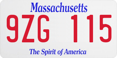 MA license plate 9ZG115