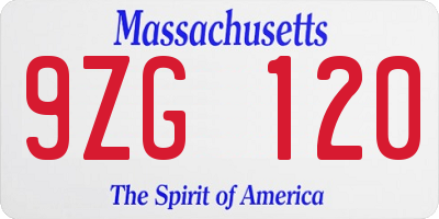 MA license plate 9ZG120