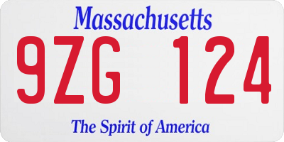 MA license plate 9ZG124