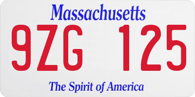 MA license plate 9ZG125