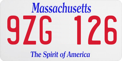 MA license plate 9ZG126