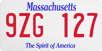 MA license plate 9ZG127