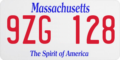 MA license plate 9ZG128