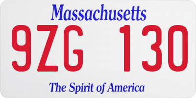 MA license plate 9ZG130