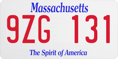 MA license plate 9ZG131