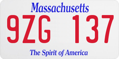 MA license plate 9ZG137