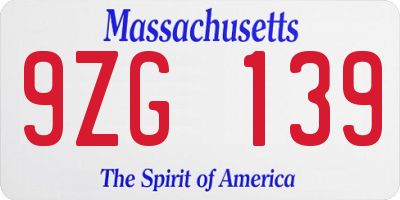 MA license plate 9ZG139