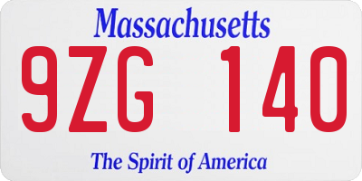 MA license plate 9ZG140
