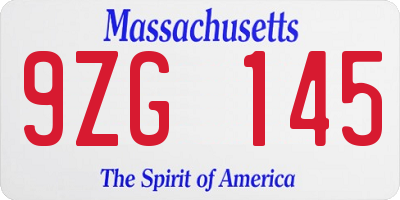 MA license plate 9ZG145