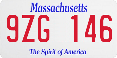 MA license plate 9ZG146