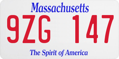 MA license plate 9ZG147