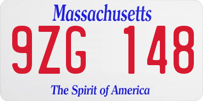 MA license plate 9ZG148