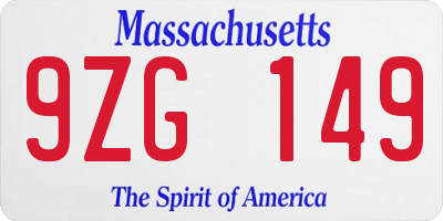 MA license plate 9ZG149