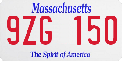 MA license plate 9ZG150