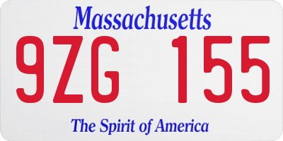 MA license plate 9ZG155