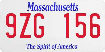MA license plate 9ZG156
