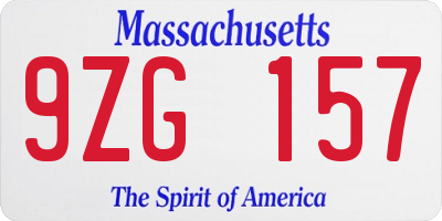 MA license plate 9ZG157