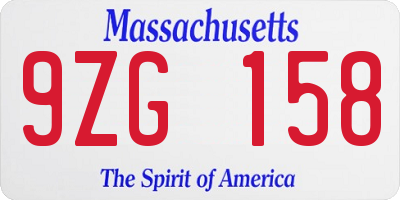 MA license plate 9ZG158