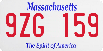 MA license plate 9ZG159