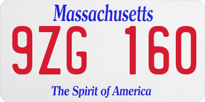 MA license plate 9ZG160