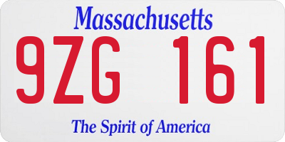 MA license plate 9ZG161