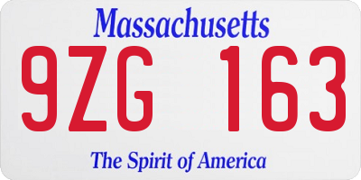 MA license plate 9ZG163