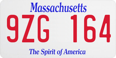 MA license plate 9ZG164