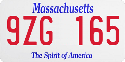MA license plate 9ZG165