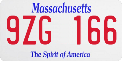 MA license plate 9ZG166