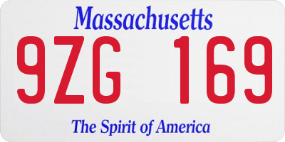 MA license plate 9ZG169