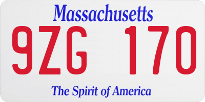 MA license plate 9ZG170