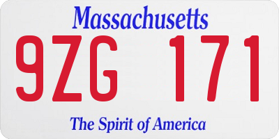 MA license plate 9ZG171