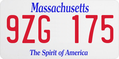 MA license plate 9ZG175