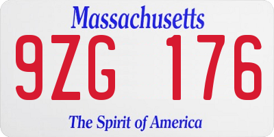 MA license plate 9ZG176