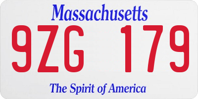 MA license plate 9ZG179