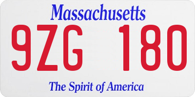 MA license plate 9ZG180